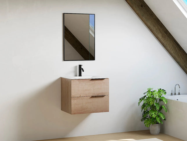 Meuble de salle de bain suspendu avec vasque à encastrer - Naturel clair - 60 cm - Les éphémères