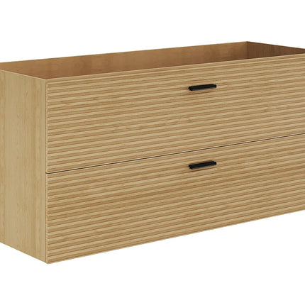 Meuble de salle de bain strié suspendu avec vasque à encastrer - Naturel clair - 120 cm - SARONE