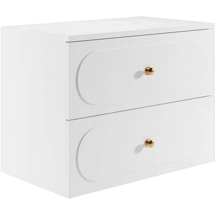 Meuble de salle de bain cannelé avec vasque à poser ronde - Blanc - 80 cm - SATOBAL