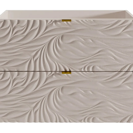 Meuble de salle de bain suspendu texturé avec vasque à encastrer - Beige - 80 cm - RINAREL