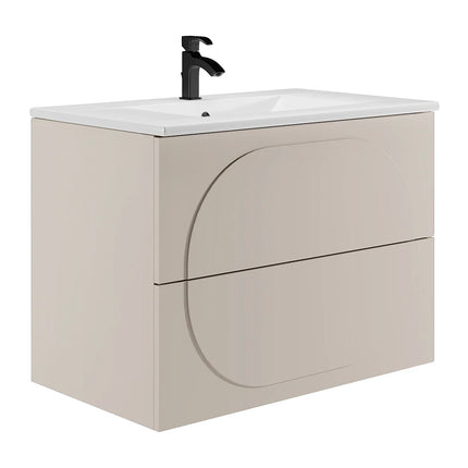 Meuble de salle de bain suspendu minimaliste avec vasque à encastrer - Beige - 80 cm - Good for Planet