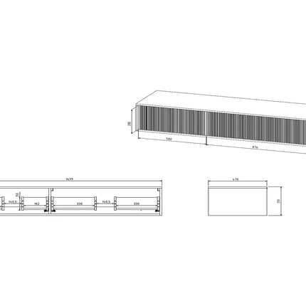Meuble sous vasque strié avec double vasque - Naturel clair - 150 cm - Good for Planet