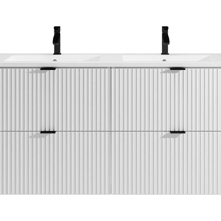 Meuble de salle de bain mat rainuré avec vasque à encastrer - Blanc - 60 cm - Good for Planet