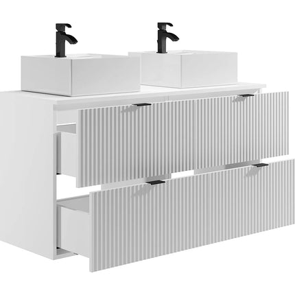 Meuble de salle de bain double vasque à poser finition mate - Blanc - 120 cm - Good for Planet