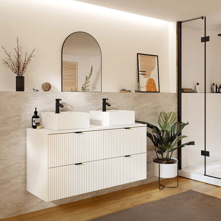 Meuble de salle de bain double vasque à poser finition mate - Blanc - 120 cm - Good for Planet