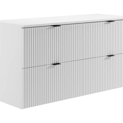 Meuble de salle de bain strié avec double vasque à poser ronde - Blanc - 120 cm - Good for Planet