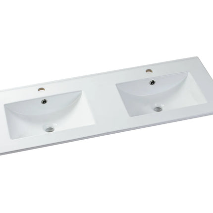 Meuble de salle de bain mat rainuré avec vasque à encastrer - Blanc - 60 cm - Good for Planet