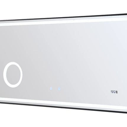 Miroir lumineux avec horloge digitale - Noir - 120 cm - Les Astucieux