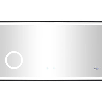 Miroir lumineux avec horloge digitale - Noir - 120 cm - Les Astucieux