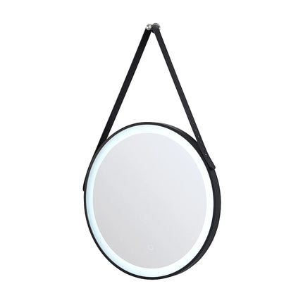 Miroir lumineux rond avec éclairage LED et anti-buée - noir mat - 60 cm - BORJA