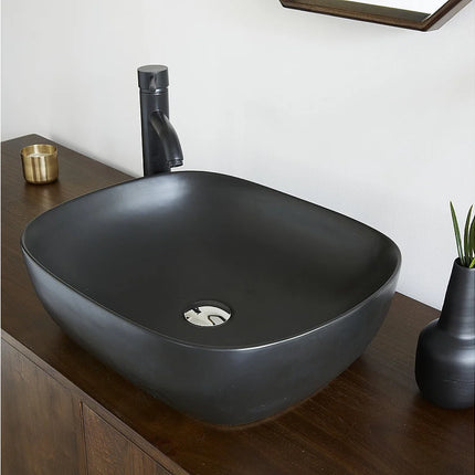 Vasque en céramique élégante avec vasque ovale - noire - 49 cm - DS CONCEPT