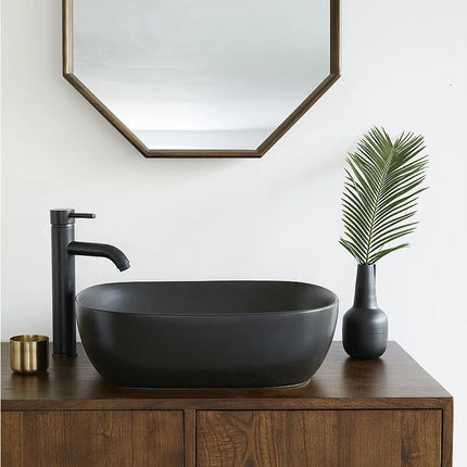 Vasque en céramique élégante avec vasque ovale - noire - 49 cm - DS CONCEPT