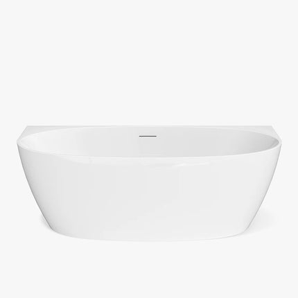 Baignoire semi-îlot ovale brillante avec bonde clic-clac - Blanche - 80 cm - AMOSARI