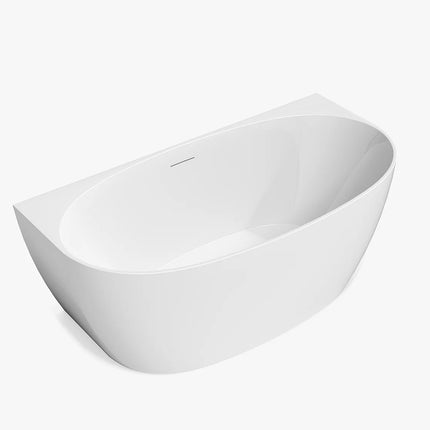 Baignoire semi-îlot ovale finition brillante - blanche - 75 cm - AMOSARI