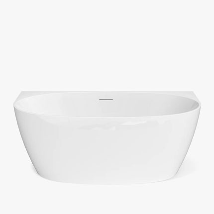 Baignoire semi-îlot ovale finition brillante - blanche - 75 cm - AMOSARI