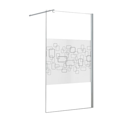 Paroi de douche sérigraphiée - Transparent - 120 cm - PAULINA III