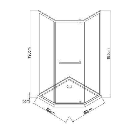 Paroi de douche d’angle avec receveur - Noir mat - 80 cm - CRISTELIO