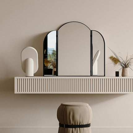 Miroir barbier modulable en métal noir - Noir - 85 cm - QIANA