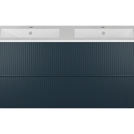 Meuble de salle de bain suspendu rainuré avec vasque à encastrer - Bleu nuit - 120 cm - Les éphémères