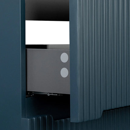 Meuble de salle de bain suspendu rainuré avec vasque à encastrer - Bleu nuit - 120 cm - Les éphémères