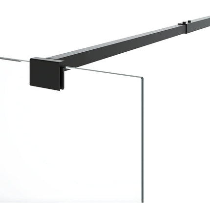 Paroi de douche à l'italienne design industriel avec porte-serviette - Noir - 120 cm - KRISTEN