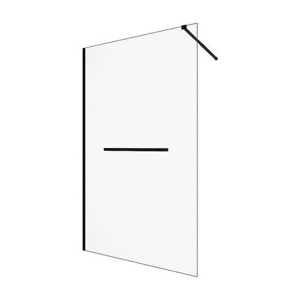 Paroi de douche à l'italienne design industriel avec porte-serviette - Noir - 120 cm - KRISTEN