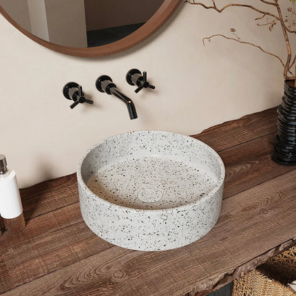 Vasque à poser ronde finition polie avec bonde clic-clac - Blanc - 39 cm - DUKAT