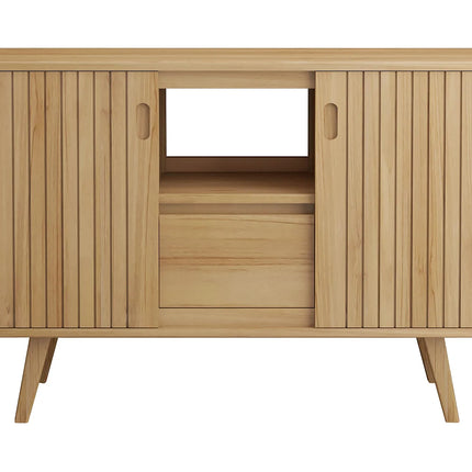 Meuble sous vasque strié sur pieds avec vasque à poser - naturel clair - 120 cm - WAMENA