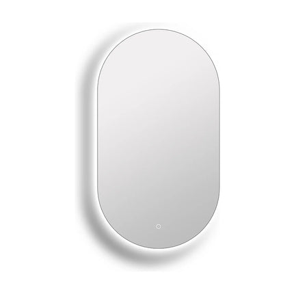 Miroir de salle de bain ovale lumineux LED avec bouton tactile - Transparent - 50 cm - Les Astucieux