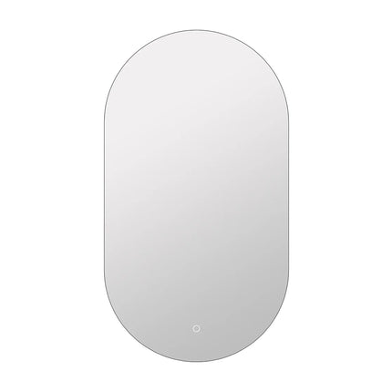 Miroir de salle de bain ovale lumineux LED avec bouton tactile - Transparent - 50 cm - Les Astucieux