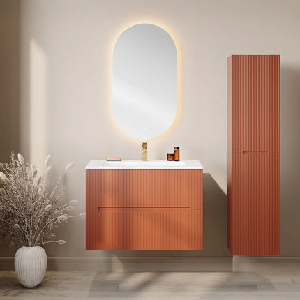 Miroir de salle de bain ovale lumineux LED avec bouton tactile - Transparent - 50 cm - Les Astucieux