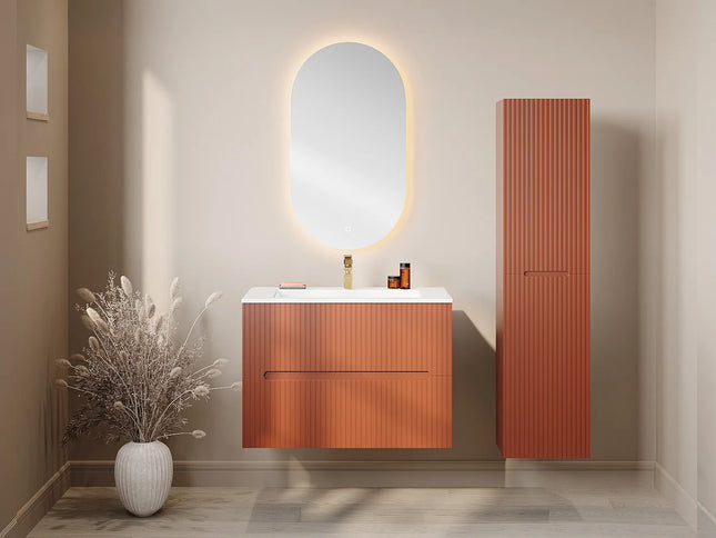 Miroir de salle de bain ovale lumineux LED avec bouton tactile - Transparent - 50 cm - Les Astucieux
