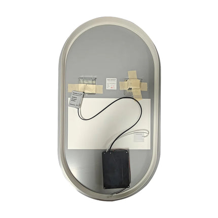 Miroir de salle de bain ovale lumineux LED avec bouton tactile - Transparent - 50 cm - Les Astucieux