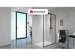 Paroi de douche à l'italienne design minimaliste - Noir mat - 120 cm - AMBERI