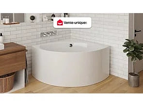 Baignoire d'angle quart de cercle avec pose au sol - Blanche - 120 cm - COBITIS