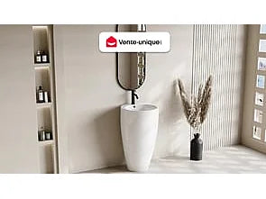 Vasque sur pied finition brillante avec vasque ronde - Blanc - 50 cm - MILOS II