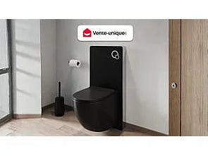 WC suspendu sans bride avec bâti-support décoratif - noir - 35,5 cm - Les Essentiels CLEMONA