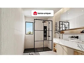 Paroi de douche à l'italienne sérigraphiée mat avec barre de stabilisation - Noir mat - 120 cm - VENTANITA