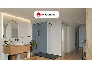 Paroi de douche à l'italienne finition verre fumé avec barres aluminium noir mat - Noir fumé - 120 cm - MALIKA II