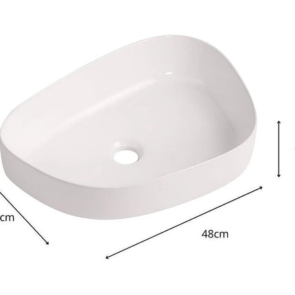 Vasque à poser design organique avec vasque ronde - blanc brillant - 48 cm - Orion