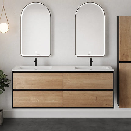 Miroir de salle de bain lumineux en arche avec éclairage LED - Noir mat - 50 cm - Les Astucieux