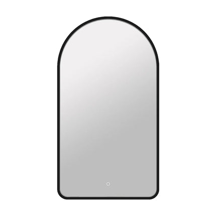 Miroir de salle de bain lumineux en arche avec éclairage LED - Noir mat - 50 cm - Les Astucieux