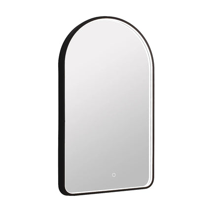 Miroir de salle de bain lumineux en arche avec éclairage LED - Noir mat - 50 cm - Les Astucieux