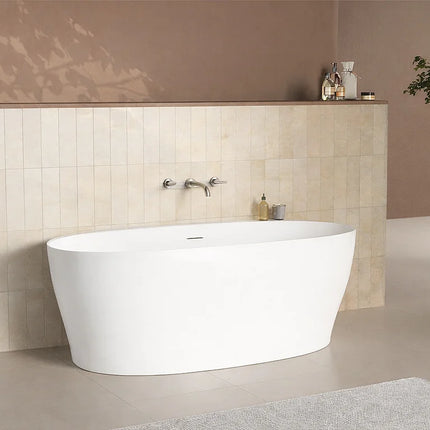 Baignoire ovale finition mate sans pieds - Blanc - 160 cm - LUMEL