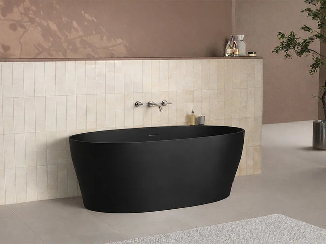 Baignoire ovale finition mate sans pieds - Blanc - 160 cm - LUMEL