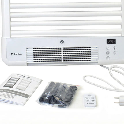 Radiateur sèche-serviettes électrique double chauffage avec contrôle WiFi - Blanc - 54 cm - NTW-11 TURBO
