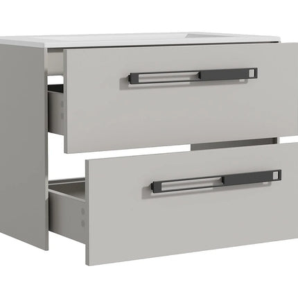 Meuble de salle de bain suspendu mat avec vasque à encastrer - Gris - 80 cm - FELNA