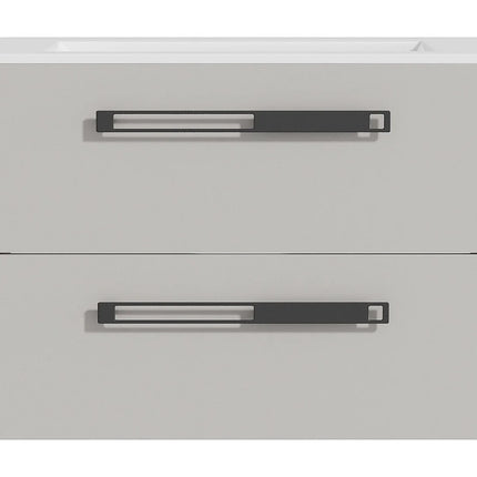 Meuble de salle de bain suspendu mat avec vasque à encastrer - Gris - 80 cm - FELNA