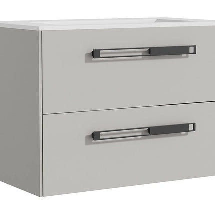 Meuble de salle de bain suspendu mat avec vasque à encastrer - Gris - 80 cm - FELNA
