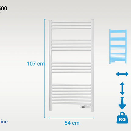 Sèche-serviettes électrique avec minuterie - Blanc Mat - 54 cm - DS CONCEPT